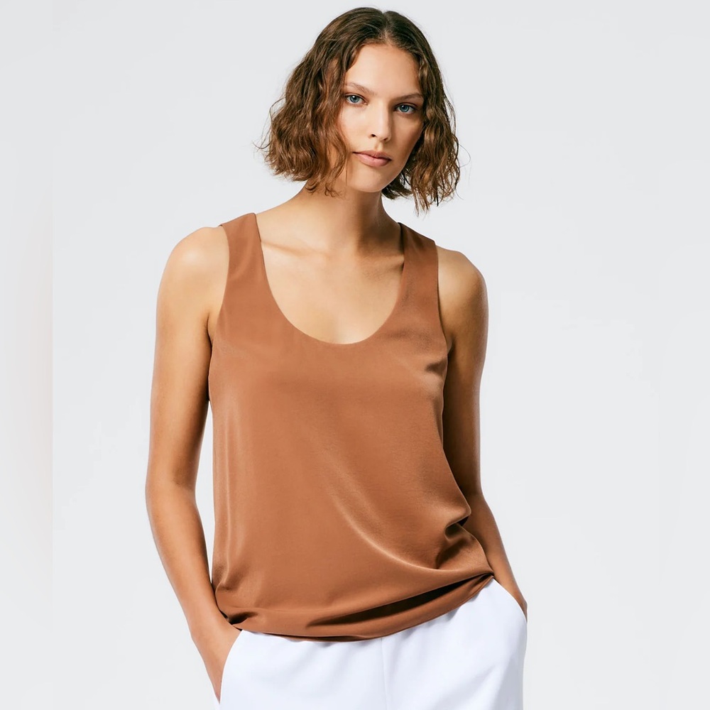 NWT Tibi Soft Drape Tank cocoa brown, size 0